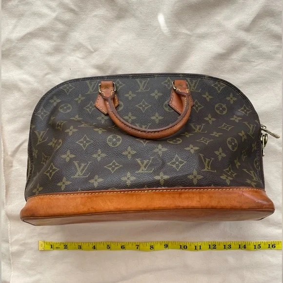 Authentic Vintage Louis Vuitton Alma Purse Brown Monogram Shoulder Bay Vintage - Picture 5 of 15